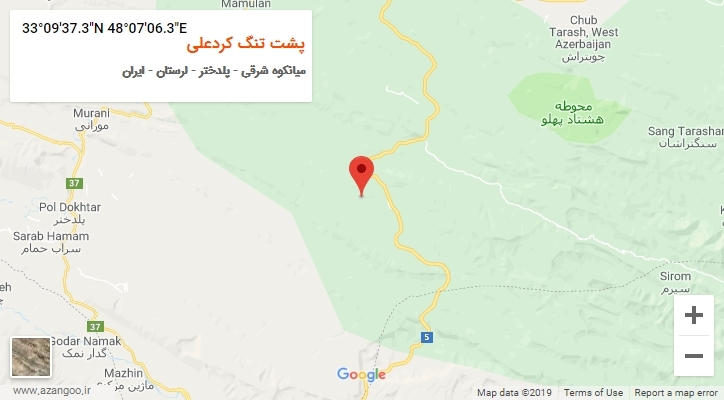 روستای پشت تنگ کردعلی بر روی نقشه