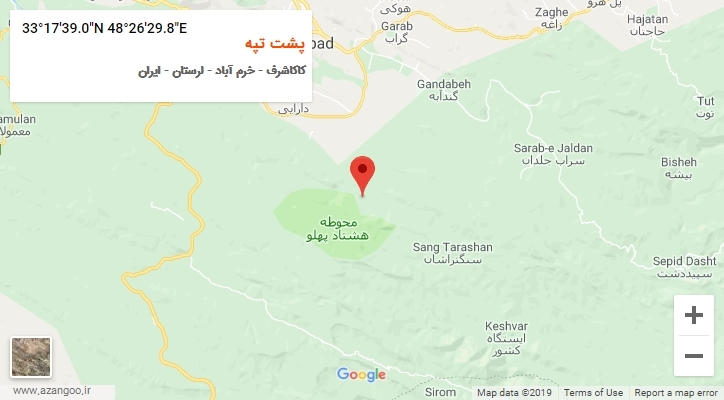 روستای پشت تپه بر روی نقشه