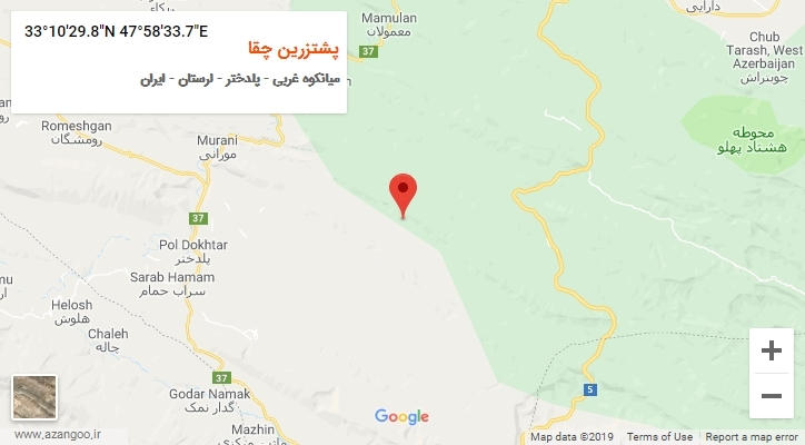 روستای پشتزرین چقا بر روی نقشه