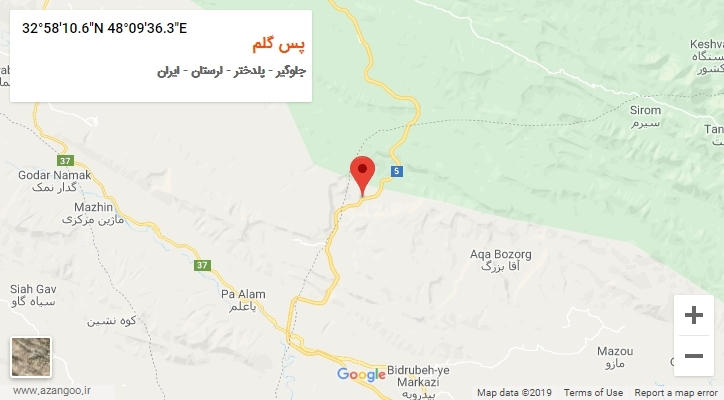 روستای پس گلم بر روی نقشه