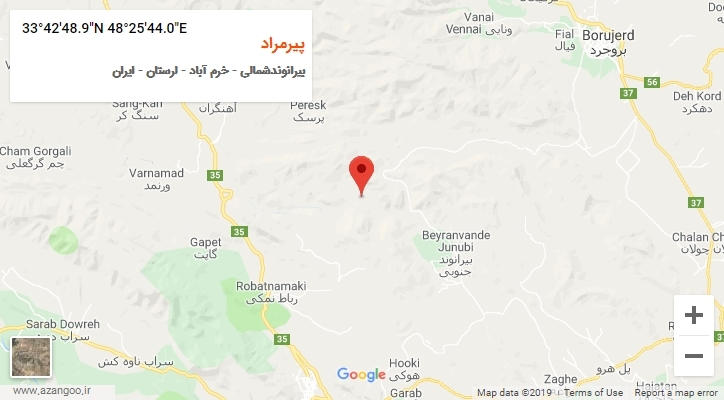 روستای پیرمراد بر روی نقشه