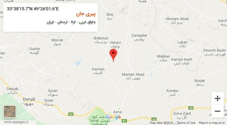 روستای پیری جان بر روی نقشه