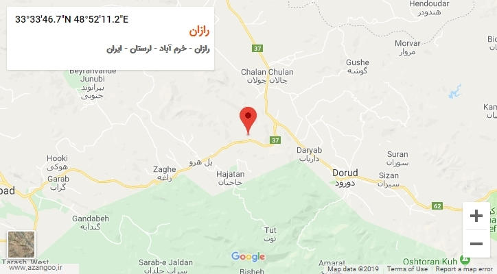 روستای رازان بر روی نقشه