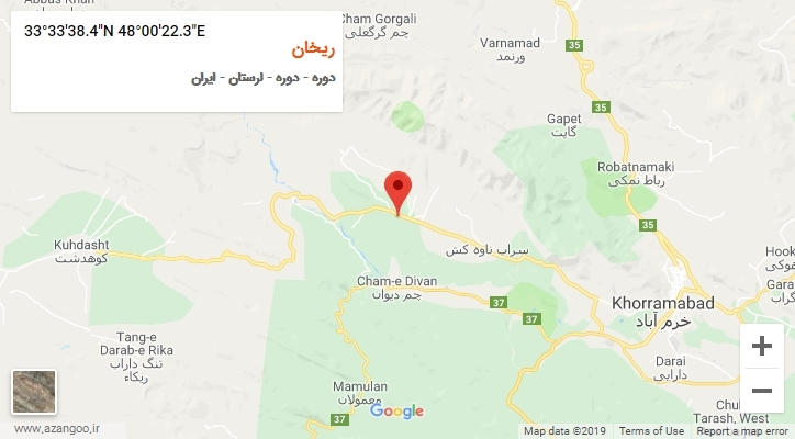 روستای ریخان بر روی نقشه