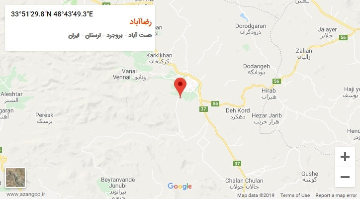روستای رضاآباد بر روی نقشه