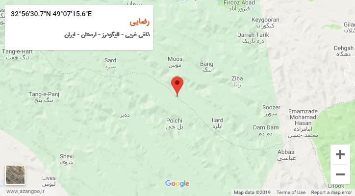 روستای رضایی بر روی نقشه