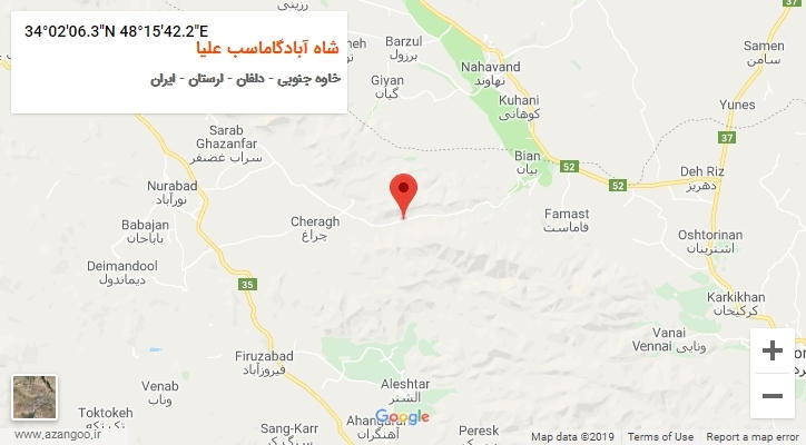 روستای شاه آبادگاماسب علیا بر روی نقشه