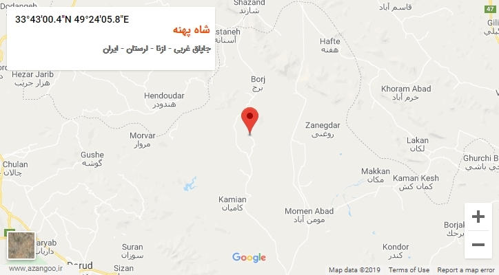 روستای شاه پهنه بر روی نقشه
