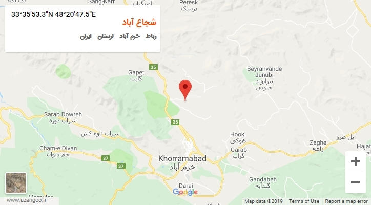 روستای شجاع آباد بر روی نقشه