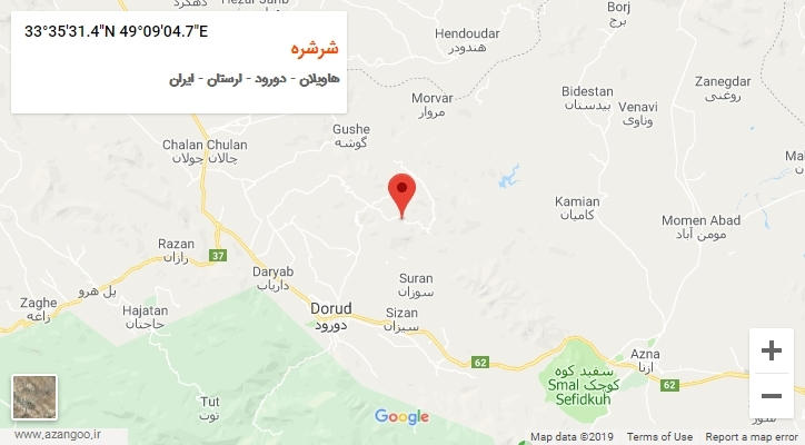 روستای شرشره بر روی نقشه