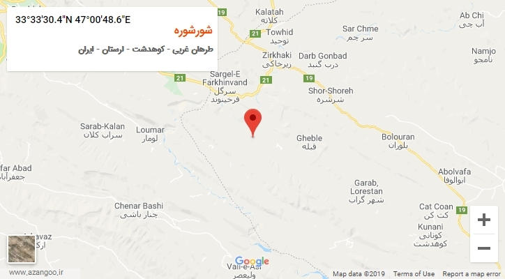 روستای شورشوره بر روی نقشه