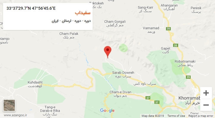 روستای سفیداب بر روی نقشه