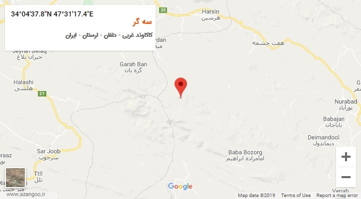 روستای سه گر بر روی نقشه