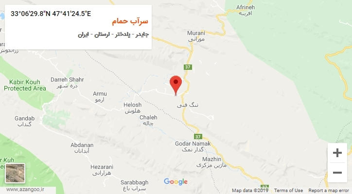روستای سرآب حمام بر روی نقشه