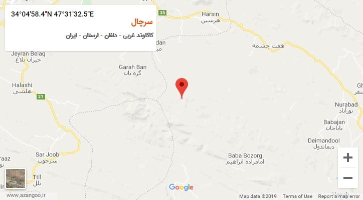 روستای سرچال بر روی نقشه