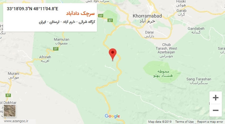 روستای سرچک دادآباد بر روی نقشه