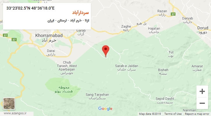 روستای سردارآباد بر روی نقشه