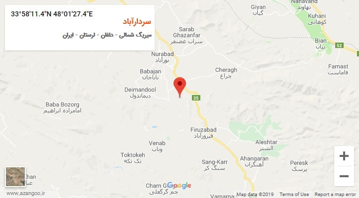 روستای سردارآباد بر روی نقشه