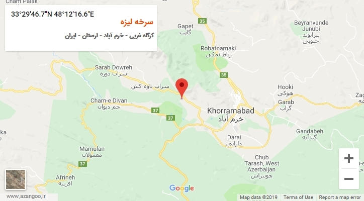 روستای سرخه لیزه بر روی نقشه