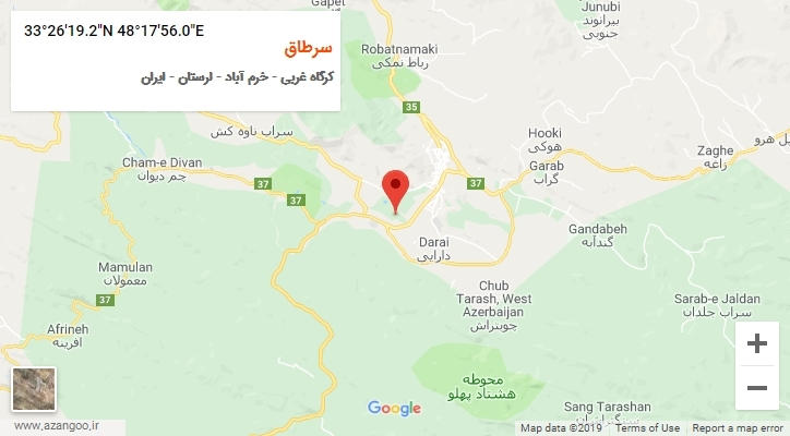 روستای سرطاق بر روی نقشه