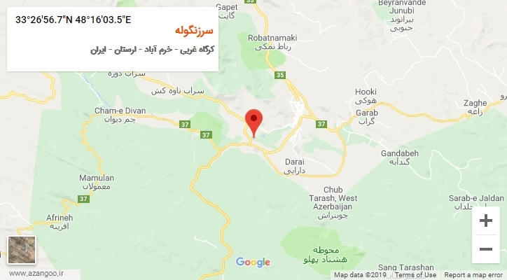 روستای سرزنگوله بر روی نقشه