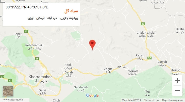 روستای سیاه گل بر روی نقشه