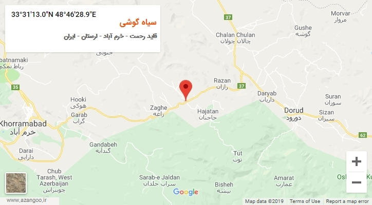 روستای سیاه گوشی بر روی نقشه