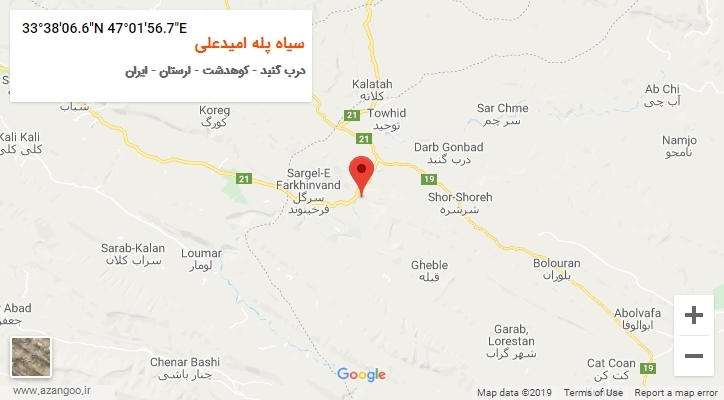 روستای سیاه پله امیدعلی بر روی نقشه