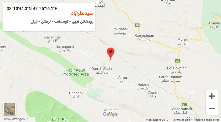 روستای صیدنظرآباد بر روی نقشه