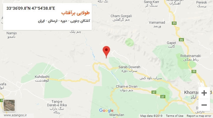 روستای طولابی برآفتاب بر روی نقشه