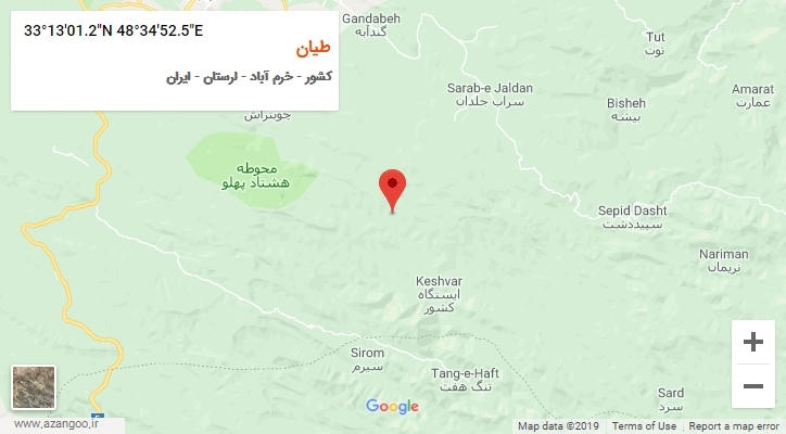روستای طیان بر روی نقشه