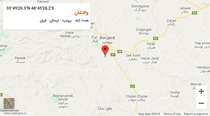روستای والاشان بر روی نقشه