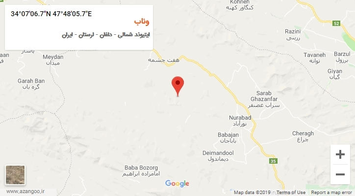 روستای وناب بر روی نقشه