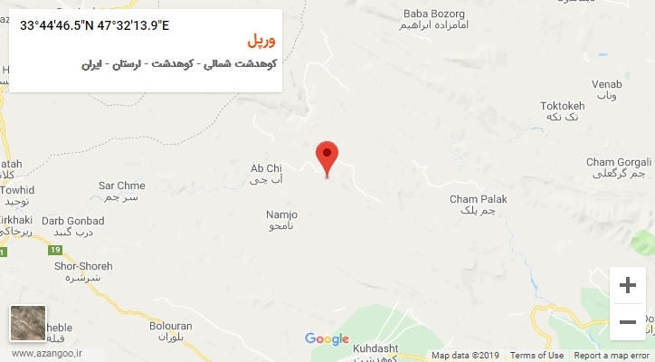 روستای ورپل بر روی نقشه
