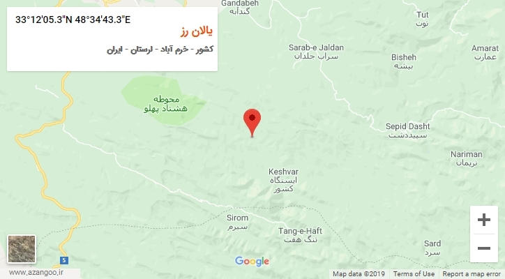 روستای یالان رز بر روی نقشه