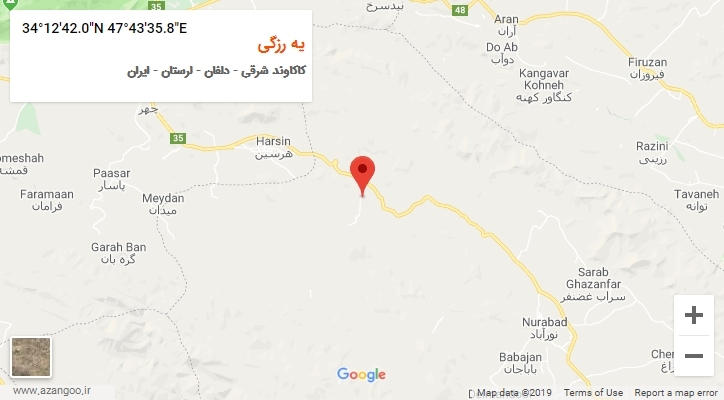 روستای یه رزگی بر روی نقشه