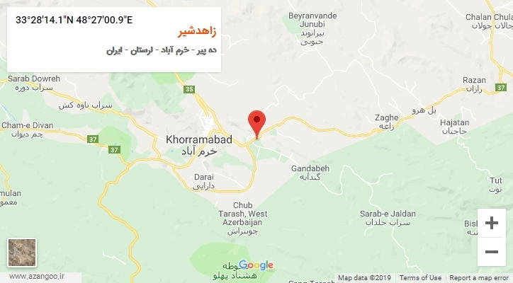 روستای زاهدشیر بر روی نقشه
