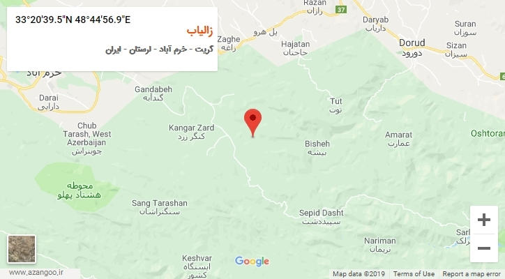 روستای زالیاب بر روی نقشه