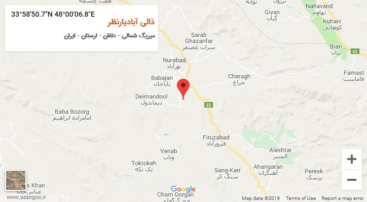 روستای ذالی آبادیارنظر بر روی نقشه