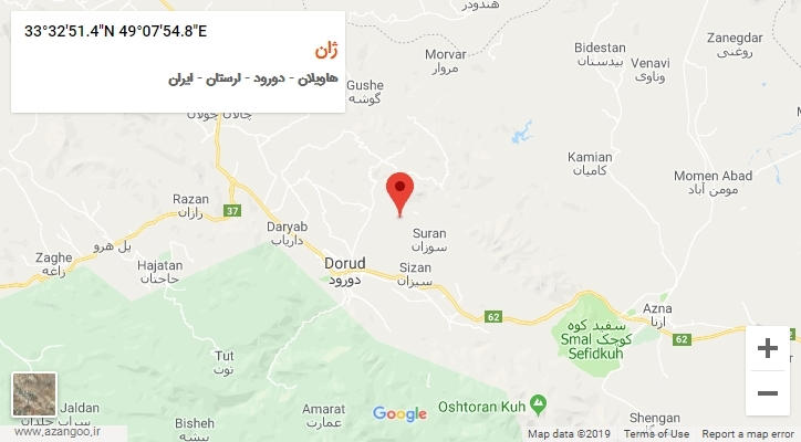 روستای ژان بر روی نقشه