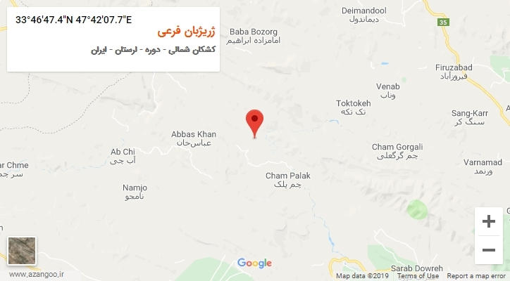 روستای ژریژبان فرعی بر روی نقشه