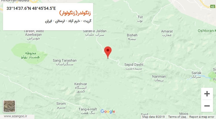 روستای زنگولدر(زنگولوار) بر روی نقشه