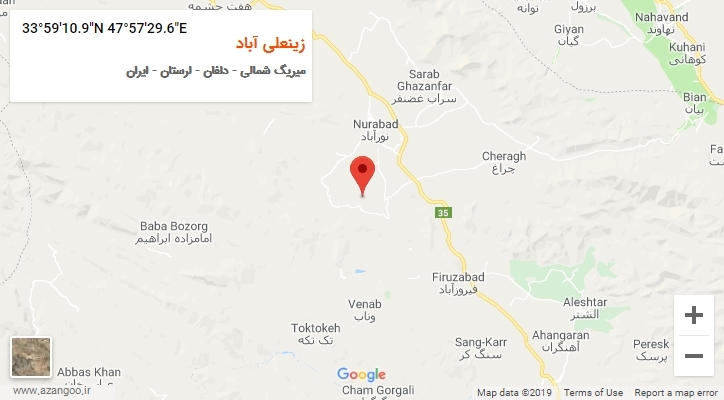 روستای زینعلی آباد بر روی نقشه