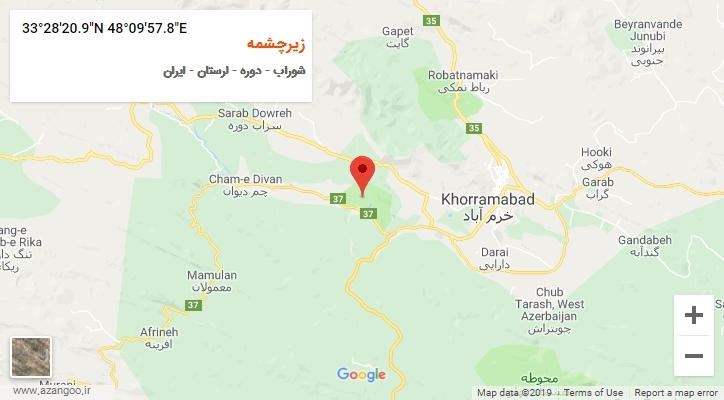 روستای زیرچشمه بر روی نقشه