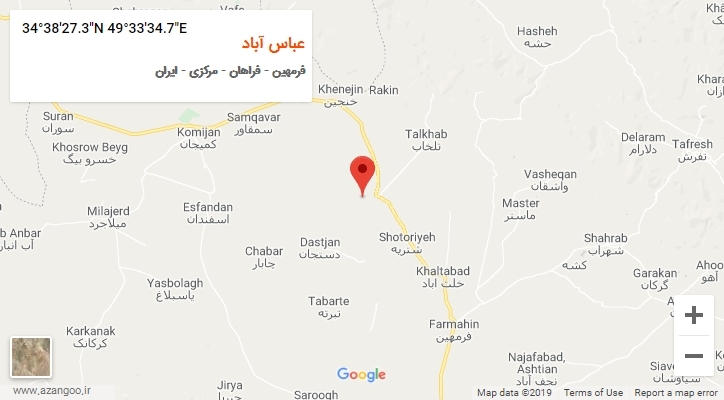روستای عباس آباد بر روی نقشه