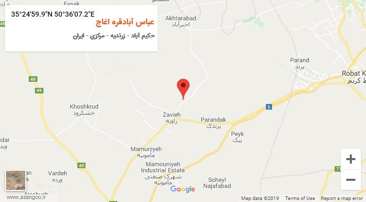 روستای عباس آبادقره اغاج بر روی نقشه