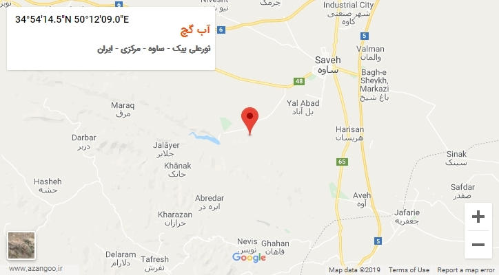 روستای آب گچ بر روی نقشه