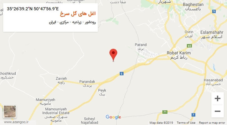 روستای اغل های گل سرخ بر روی نقشه