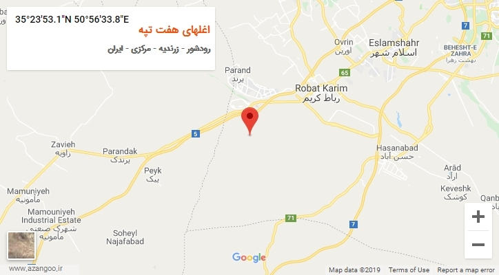 روستای اغلهای هفت تپه بر روی نقشه