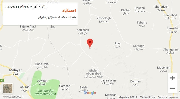 روستای احمدآباد بر روی نقشه